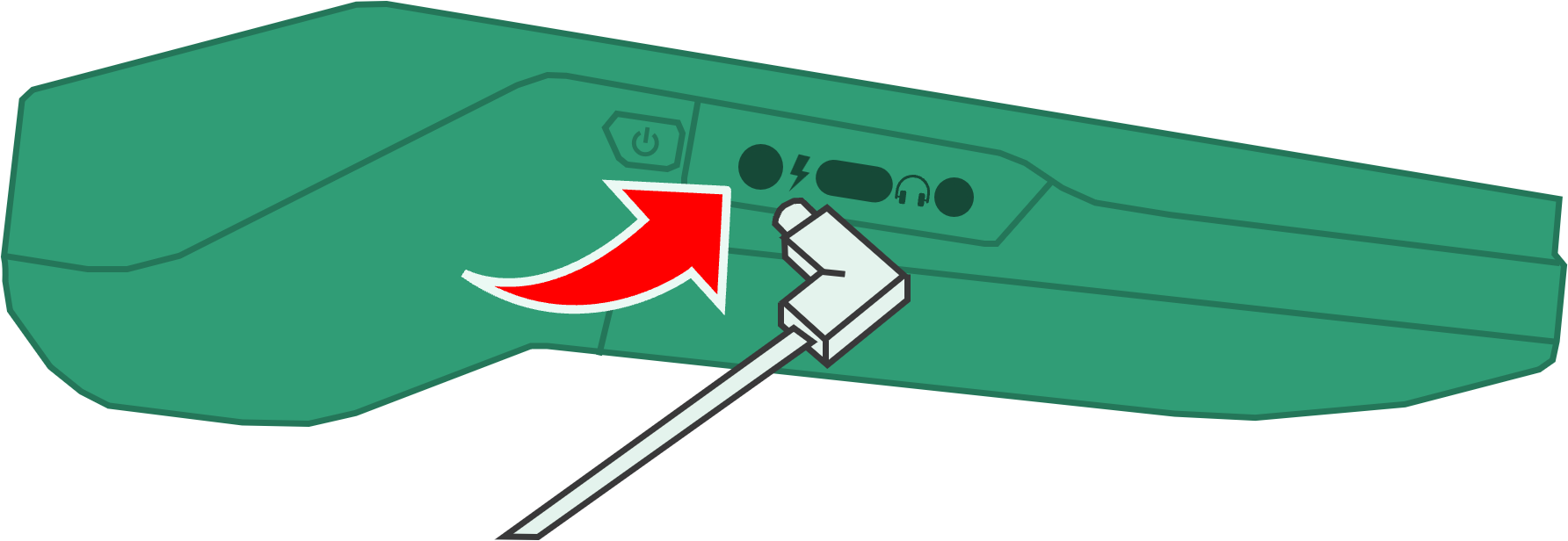 Diagram showing a power cable connected to the left of the payment terminal.