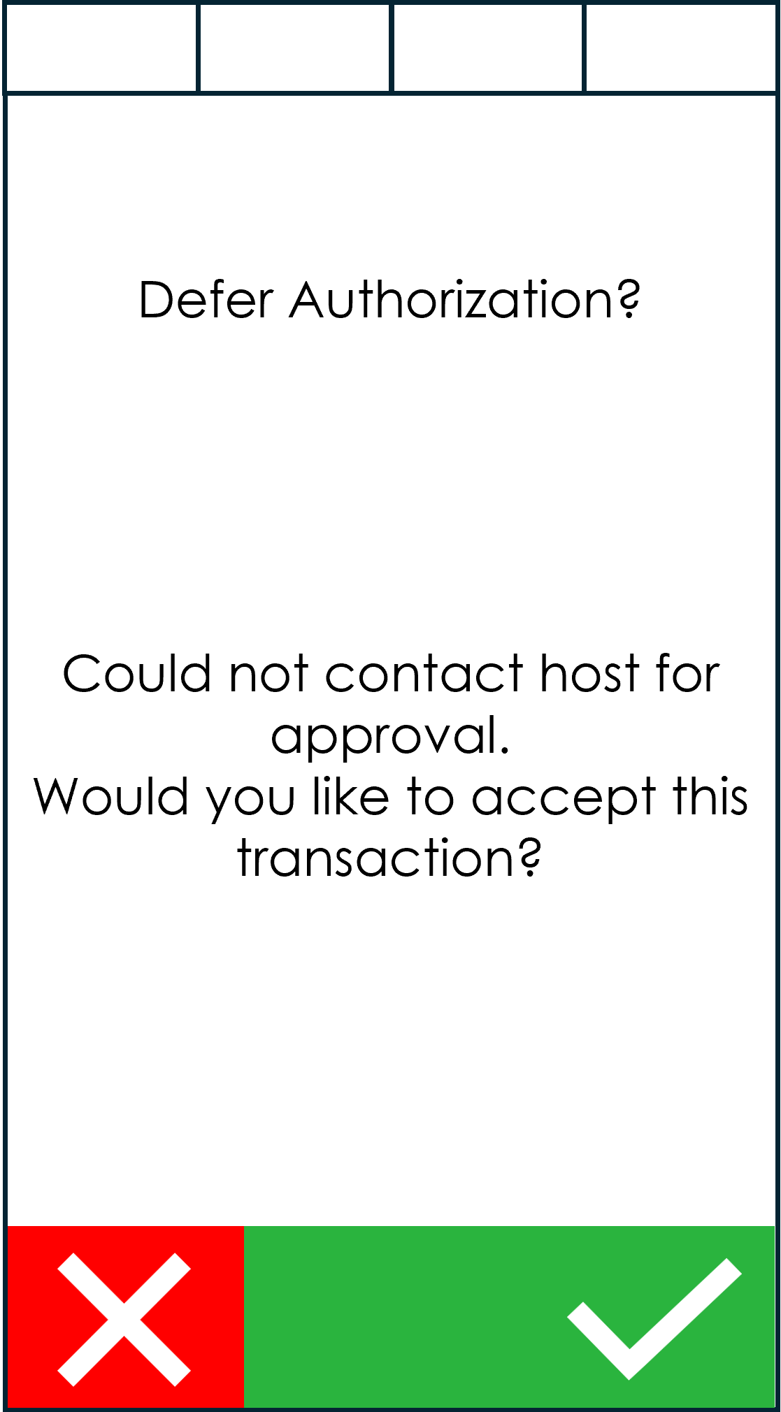 Screen asking the user if they want to defer the authorisation.