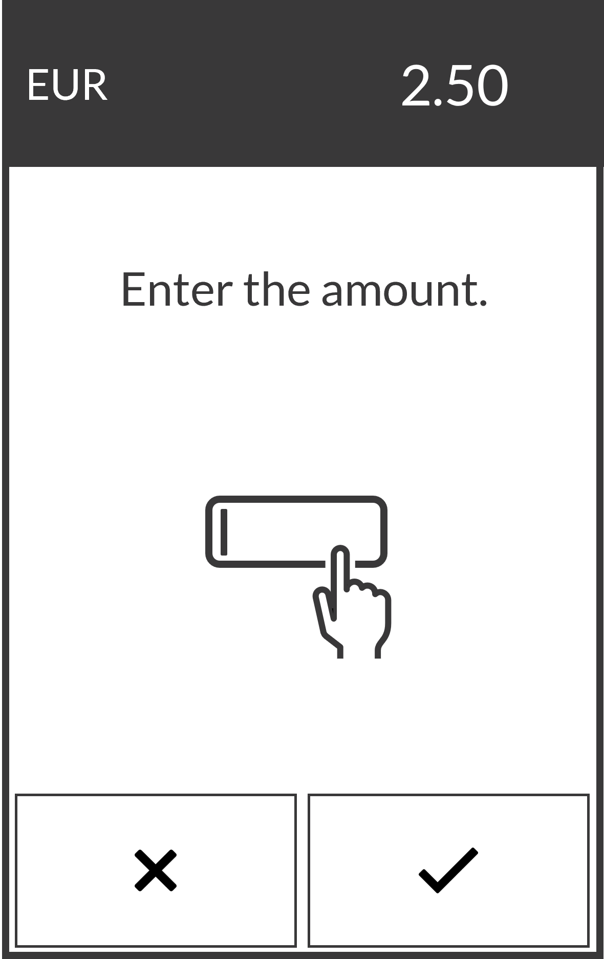 Amount entry screen on payment terminal