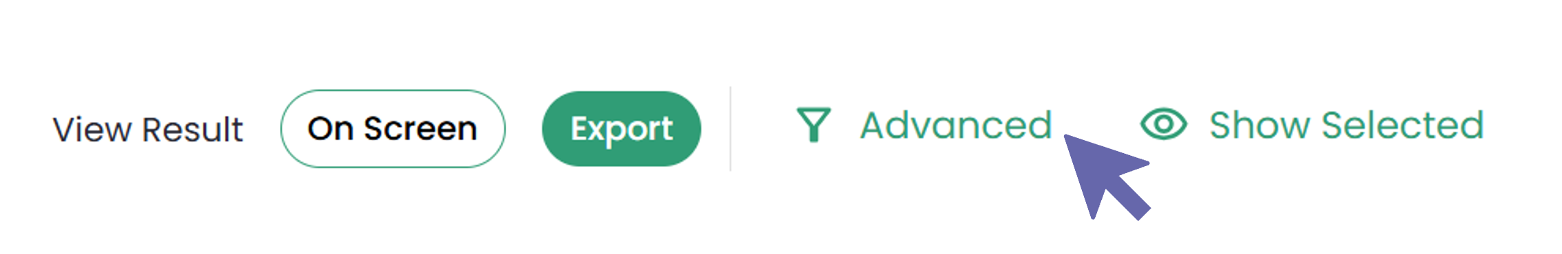 Portal screenshot: User selects the "Advanced" button from beneath the search form.