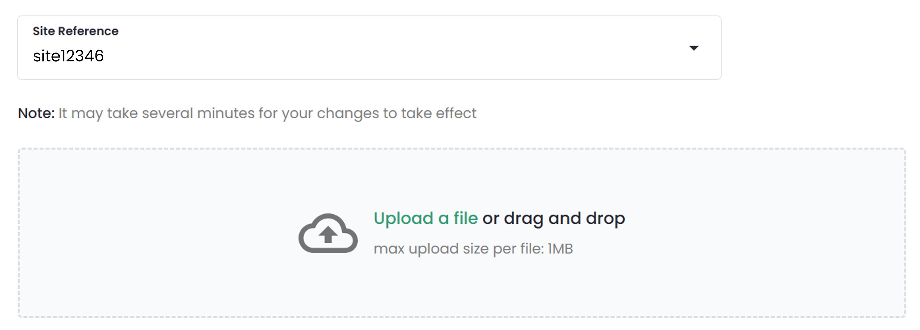 Portal screenshot: Users can select the upload panel or drag and drop files to upload.